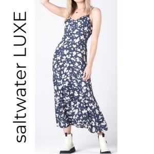 saltwater LUXE Navy & White Floral Slip Maxi Dress